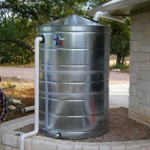 galvanized metal tank in rainwater harvesting system
