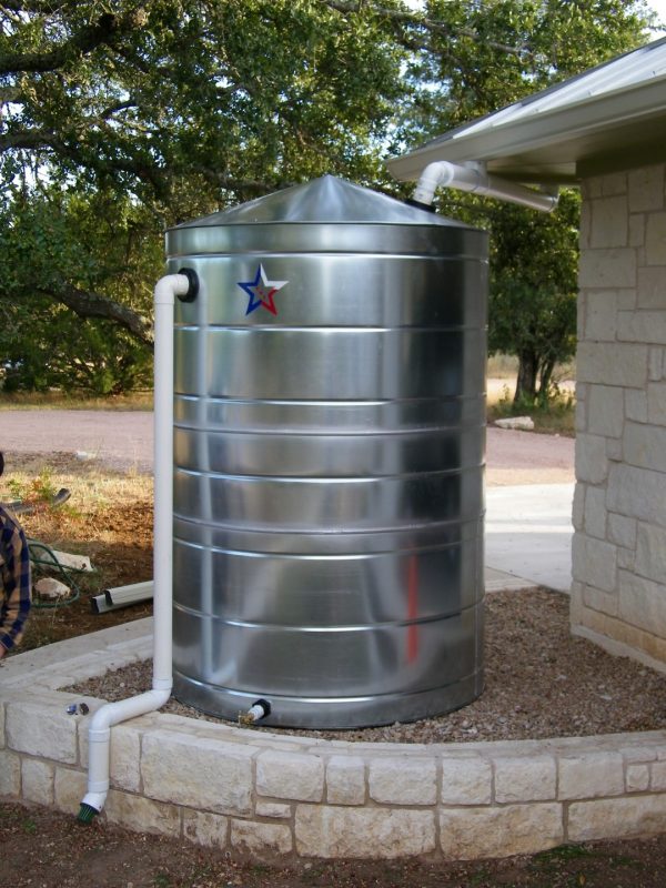 galvanized metal tank in rainwater harvesting system