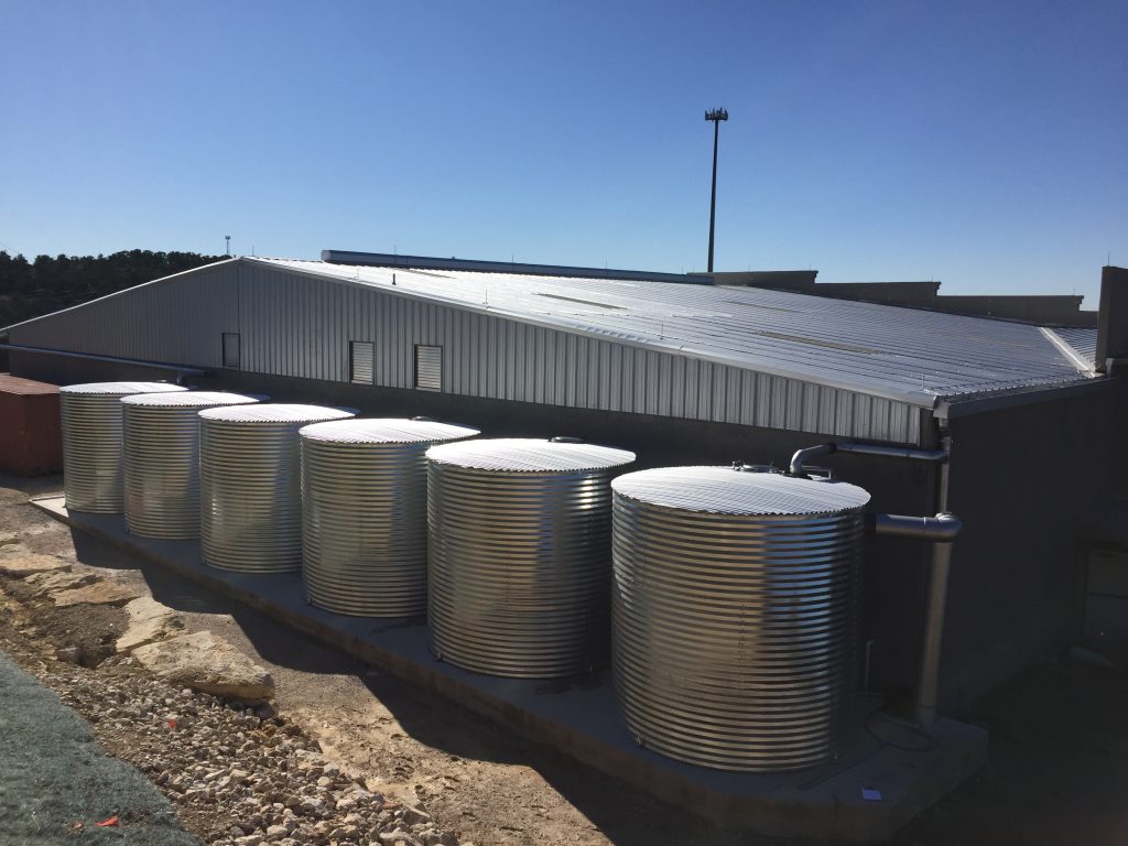 rainwater collection tanks used for industrial plant