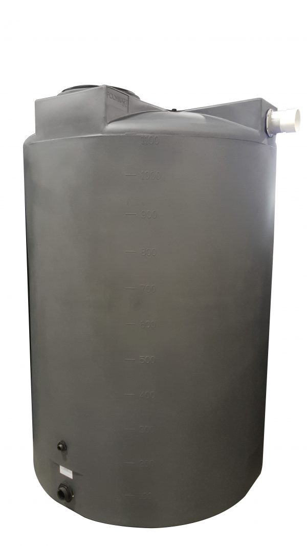 Dark Grey 1150 gallon rainwater harvesting tank