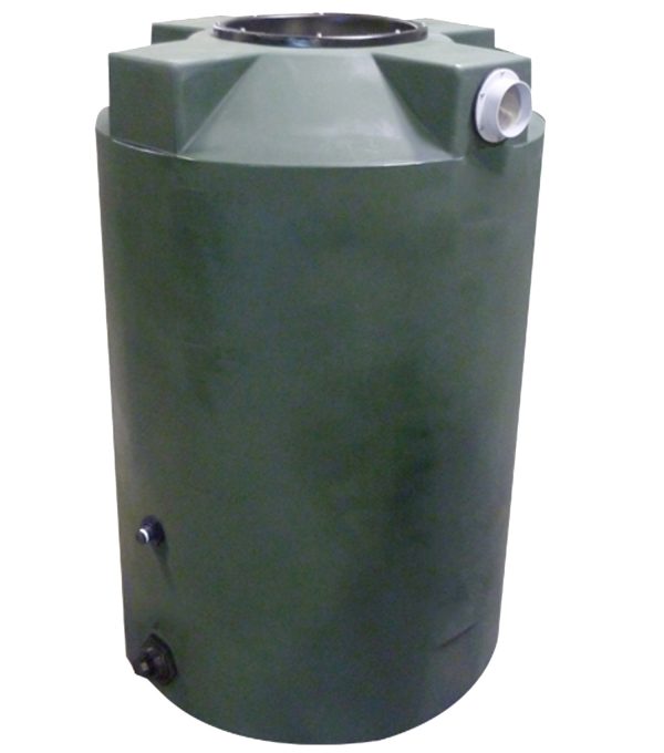 Dark Green 200 gallon poly rainwater harvesting tank