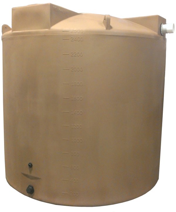 Light Brown 2500 gallon rainwater harvesting tank