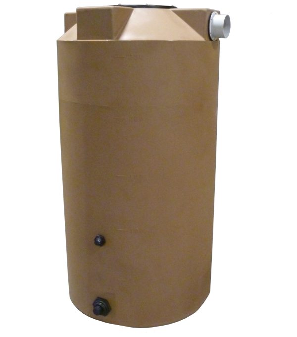 Light Brown 250 gallon polyethylene rainwater harvesting tank